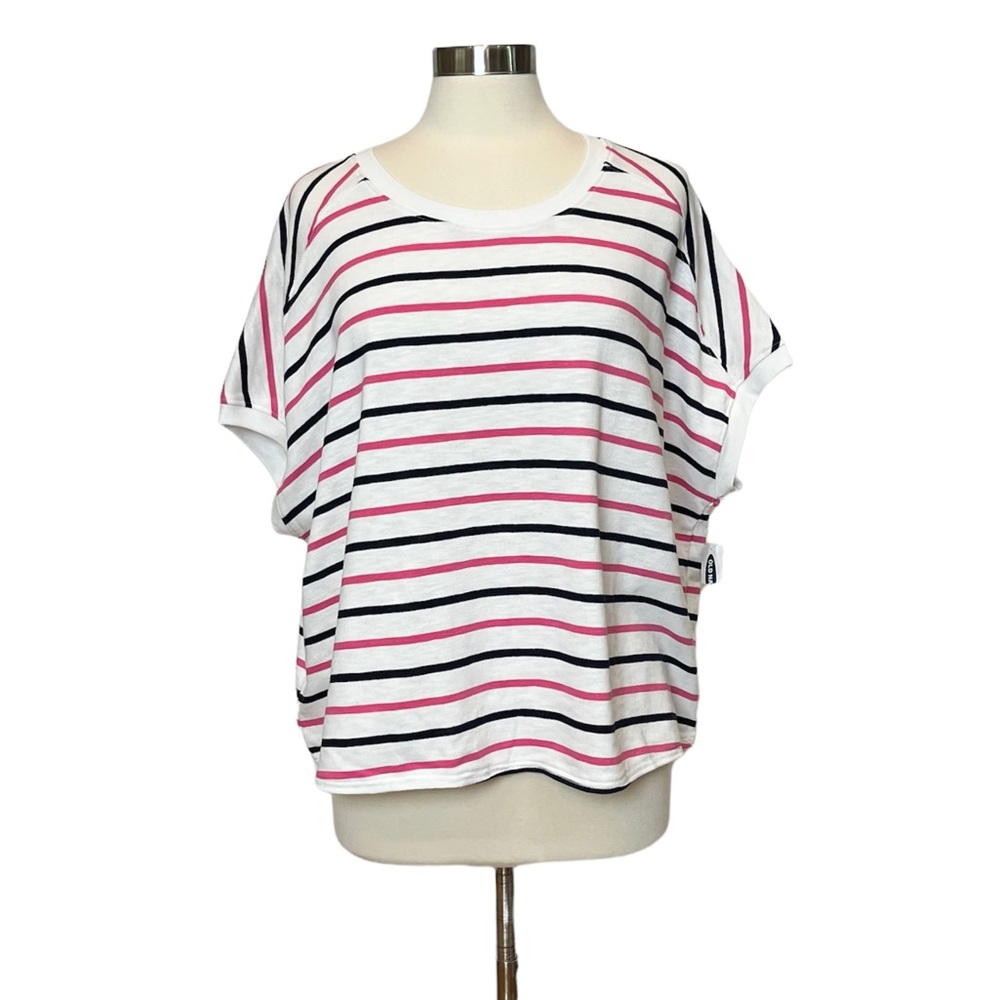 Old Navy Loose Fit Top with Blue and Pink Stripes